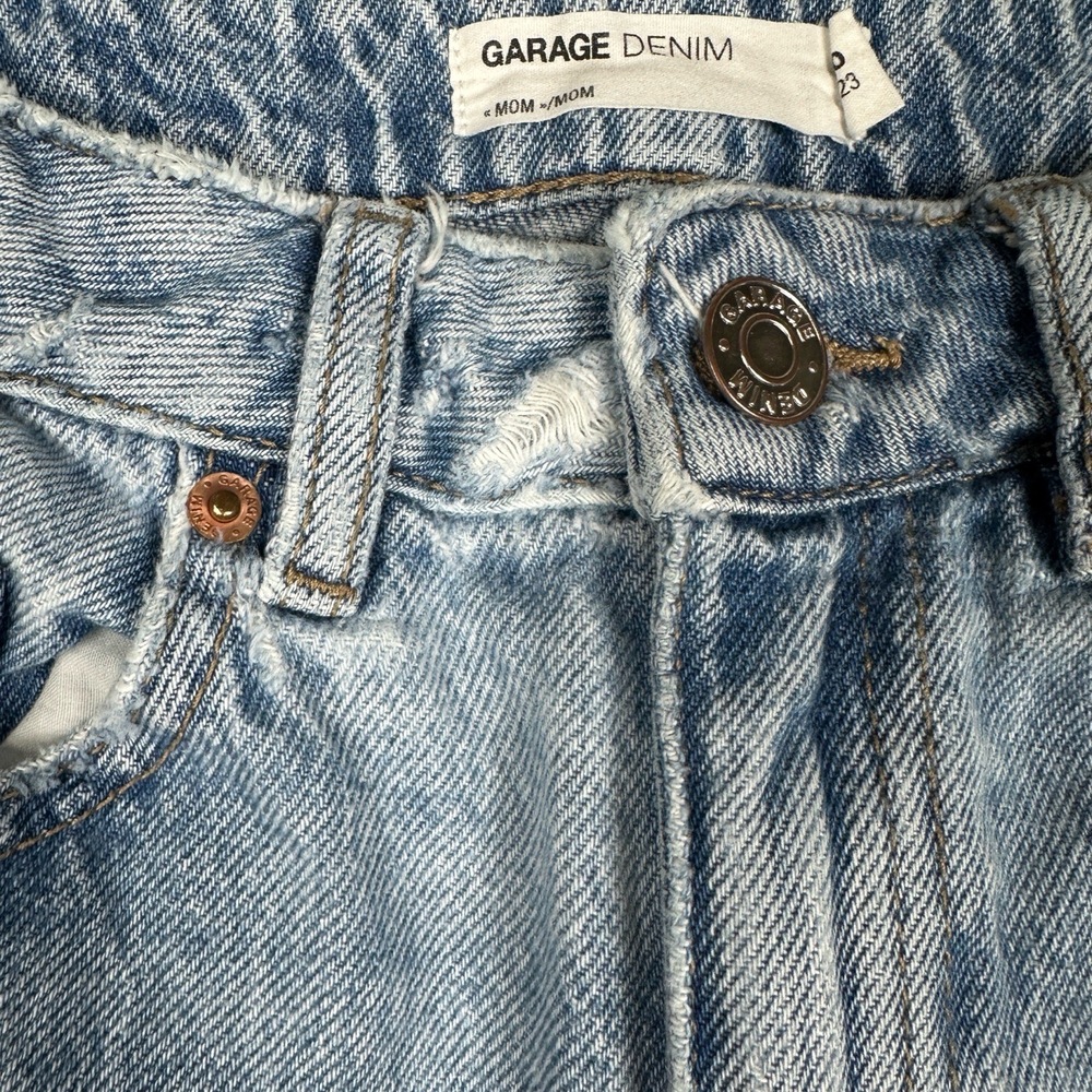 Garage Denim Mom Jeans Womens 00 Distressed Ripped Mid Rise Blue Denim Casual - Picture 8 of 14